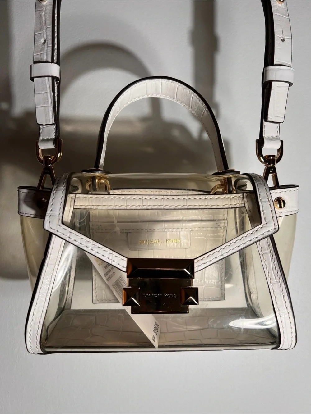Michael Kors Whitney Mini Clear and Leather Satchel